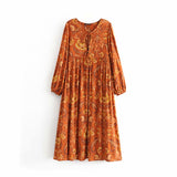 Boho Dress, Gown, Green and Copper Anna Vintage Rose - Wild Rose Boho