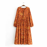 Boho Dress, Gown, Green and Copper Anna Vintage Rose - Wild Rose Boho