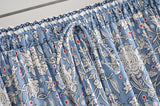 Boho 2 Piece Set, Matching Crop Top and Skirt, Wild Flower Blue Sky - Wild Rose Boho