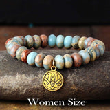 Boho Bracelet, Stretchy Bracelet, 10MM Brown Imperial Japser Lotus - Wild Rose Boho