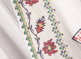 Boho Robe, Embroidery Cotton Robe, White Tassel - Wild Rose Boho