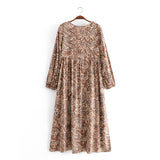 Gown Dress, Boho Maxi Dress, Loose Dress, Brown Wild Tiger