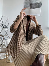 Boho Autumn Blazer, Vintage Plaid Blazer Xena in Brown