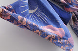 Boho Robe, Kimono Robe, Blue Eclipse Flower - Wild Rose Boho