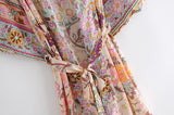 Boho Robe, Kimono Robe, Sweet Vintage Pink Flower - Wild Rose Boho