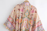 Boho Robe, Kimono Robe, Sweet Vintage Pink Flower - Wild Rose Boho