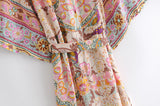 Boho Robe, Kimono Robe, Sweet Vintage Pink Flower - Wild Rose Boho