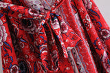 Boho Robe, Kimono Robe, Red Daisy Mum - Wild Rose Boho