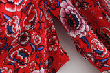 Boho Robe, Kimono Robe, Red Daisy Mum - Wild Rose Boho