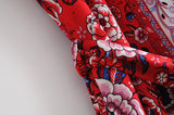 Boho Robe, Kimono Robe, Red Daisy Mum - Wild Rose Boho