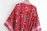 Boho Robe, Kimono Robe, Red Daisy Mum - Wild Rose Boho