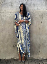 Beach Dress, Cover Up, Kaftan Dress, Blue Tie Dry - Wild Rose Boho