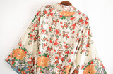Boho Robe, Kimono Robe, Camila White Floral - Wild Rose Boho