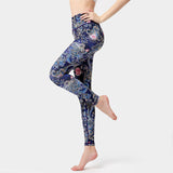 Yoga Legging, Yoga Pants, Boho Legging, Tight with Pocket Forrest in Vintage Flower