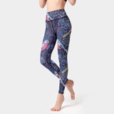 Yoga Legging, Yoga Pants, Boho Legging, Tight with Pocket Forrest in Deep Blue Bird