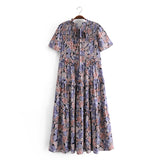 Midi Dress, Boho Dress, Purple Starflower - Wild Rose Boho