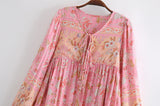 Mini Dress, Boho Dress, Karlie Vintage Pink Rose - Wild Rose Boho