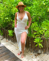 Beach Dress, Cover Up, Maxi Dress. Crochet Backless Dress, Julieta in White - Wild Rose Boho