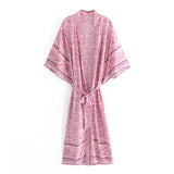 Boho Robe, Kimono Robe, Pink Susan Vine - Wild Rose Boho