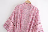 Boho Robe, Kimono Robe, Pink Susan Vine - Wild Rose Boho