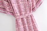 Boho Robe, Kimono Robe, Pink Susan Vine - Wild Rose Boho