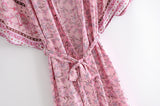 Boho Robe, Kimono Robe, Pink Susan Vine - Wild Rose Boho