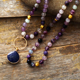 Boho Necklace, Fluorite Lapis