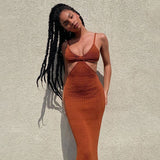 Beach Dress, Cover Up, Maxi Dress. Backless Dress, Mariana in Black, Yellow and Brown - Wild Rose Boho