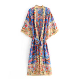 Boho Robe, Kimono Robe, Peony Blue Bird - Wild Rose Boho