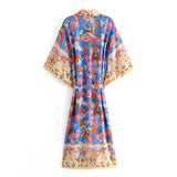 Boho Robe, Kimono Robe, Peony Blue Bird - Wild Rose Boho