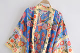 Boho Robe, Kimono Robe, Peony Blue Bird - Wild Rose Boho