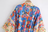 Boho Robe, Kimono Robe, Peony Blue Bird - Wild Rose Boho