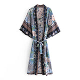 Boho Robe, Kimono Robe, Blue Flamingo - Wild Rose Boho