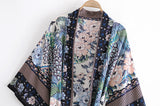 Boho Robe, Kimono Robe, Blue Flamingo - Wild Rose Boho