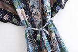 Boho Robe, Kimono Robe, Blue Flamingo - Wild Rose Boho