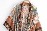 Boho Robe, Kimono Robe, Beige Flamingo - Wild Rose Boho