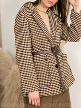 Boho Autumn Blazer, Vintage Plaid Blazer Xena in Brown