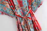 Boho Robe, Kimono Robe, Wild Flower Kelly Red - Wild Rose Boho