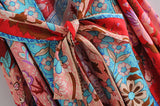 Boho Robe, Kimono Robe, Wild Flower Kelly Red - Wild Rose Boho