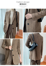 Boho Autumn Blazer, Vintage Plaid Blazer Sawyer in Black and Brown