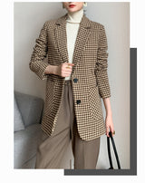 Boho Autumn Blazer, Vintage Plaid Blazer Sawyer in Black and Brown