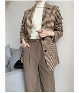 Boho Autumn Blazer, Vintage Plaid Blazer Sawyer in Black and Brown