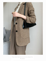 Boho Autumn Blazer, Vintage Plaid Blazer Sawyer in Black and Brown