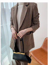 Boho Autumn Blazer, Vintage Plaid Blazer Sawyer in Black and Brown