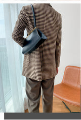 Boho Autumn Blazer, Vintage Plaid Blazer Sawyer in Black and Brown