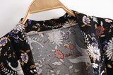 Boho Robe, Kimono Robe, Black Lari Bird - Wild Rose Boho