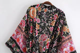 Boho Robe, Kimono Robe, Pink Night Blooming - Wild Rose Boho