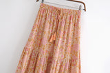 Boho Skirt, Hippie Skirts, Maxi Skirt, Crimson Fire Pink