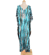 Beach Dress, Maxi Boho Dress, Kaftan Dress, Jose Tie Dry in Blue and White - Wild Rose Boho