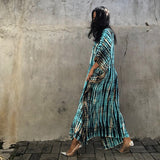 Beach Dress, Maxi Boho Dress, Kaftan Dress, Jose Tie Dry in Blue and White - Wild Rose Boho